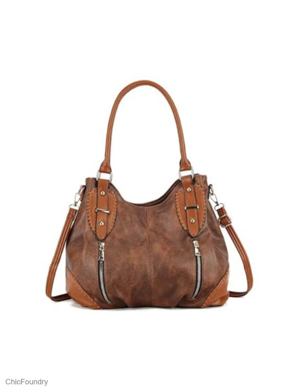 Vintage PU Leather Hobo Tote Bag, Satchel Purse with Adjustable Strap